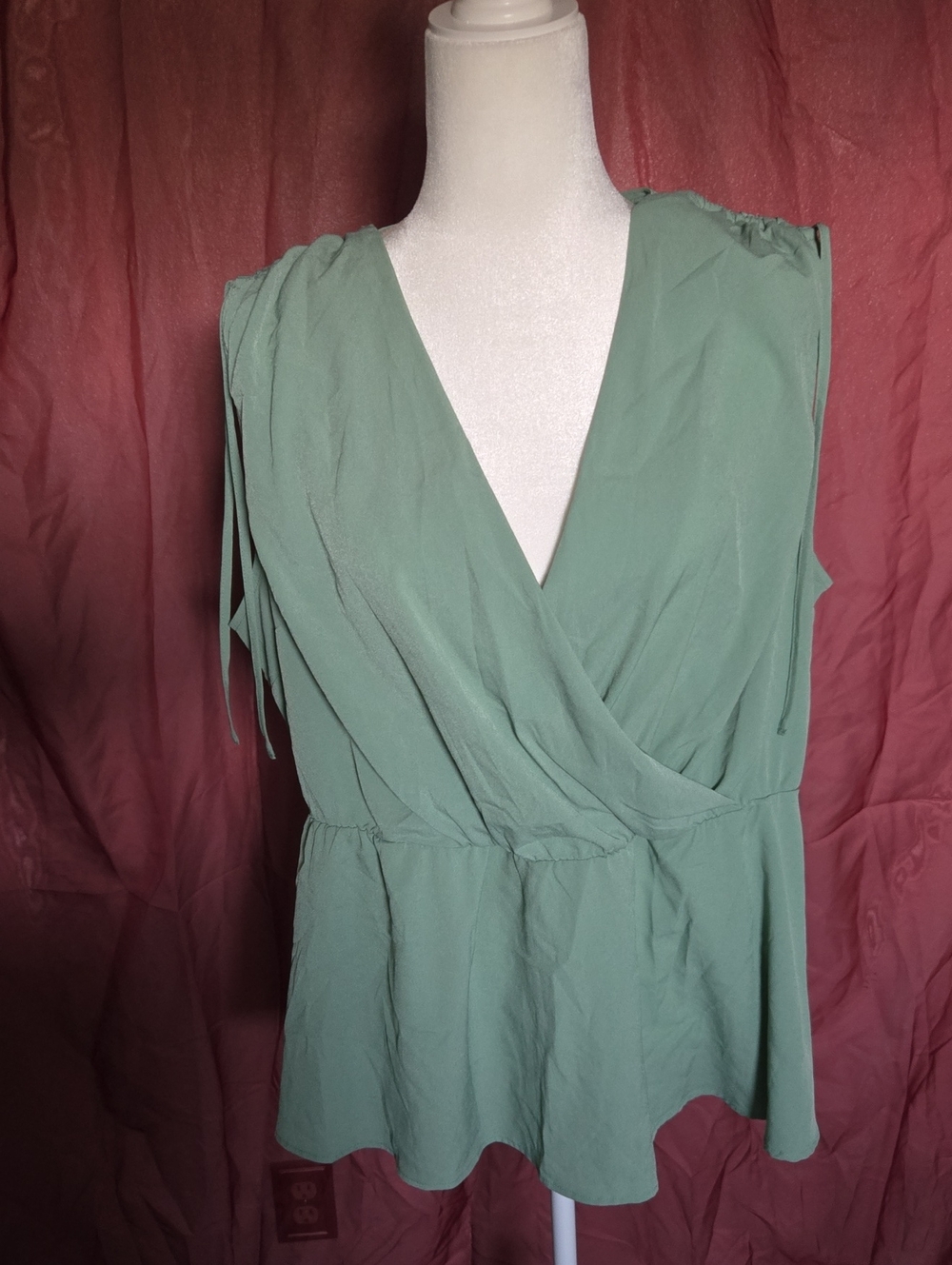 Lane Bryant Olive Green Surplice Tank Top
